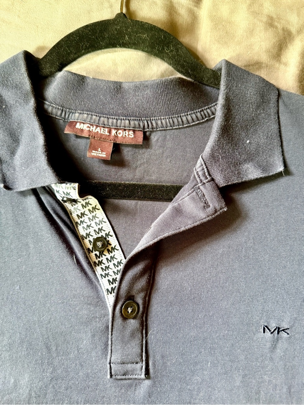 Michael Kors Men's Navy Polo with MK Logo Trim